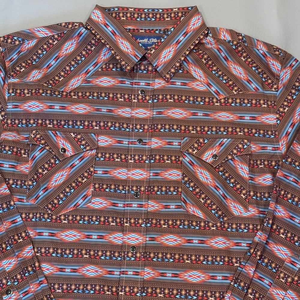 Panhandle Slim Men's Large Pearl Snap Shirt Cotton Southwest Western NWOT - Picture 2 of 5